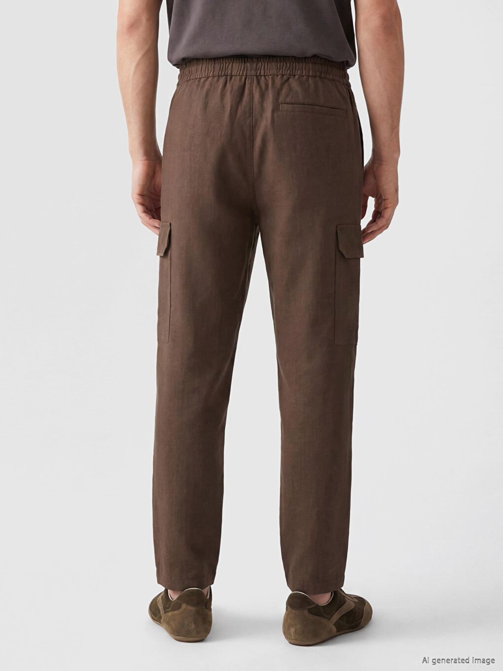 Man Brown Cargo Trousers-3