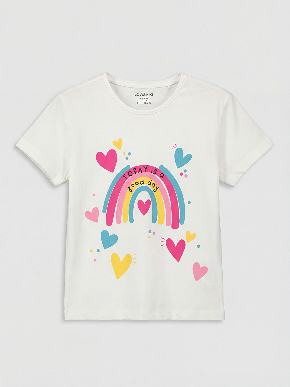 Crew Neck Printed Girls' T-Shirt