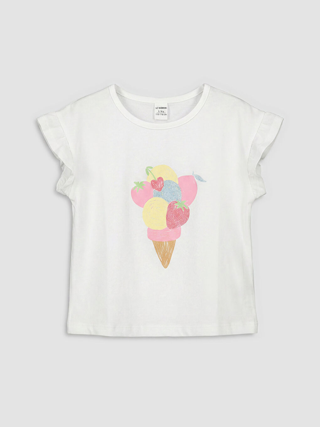 Crew Neck Printed Girls' T-Shirt