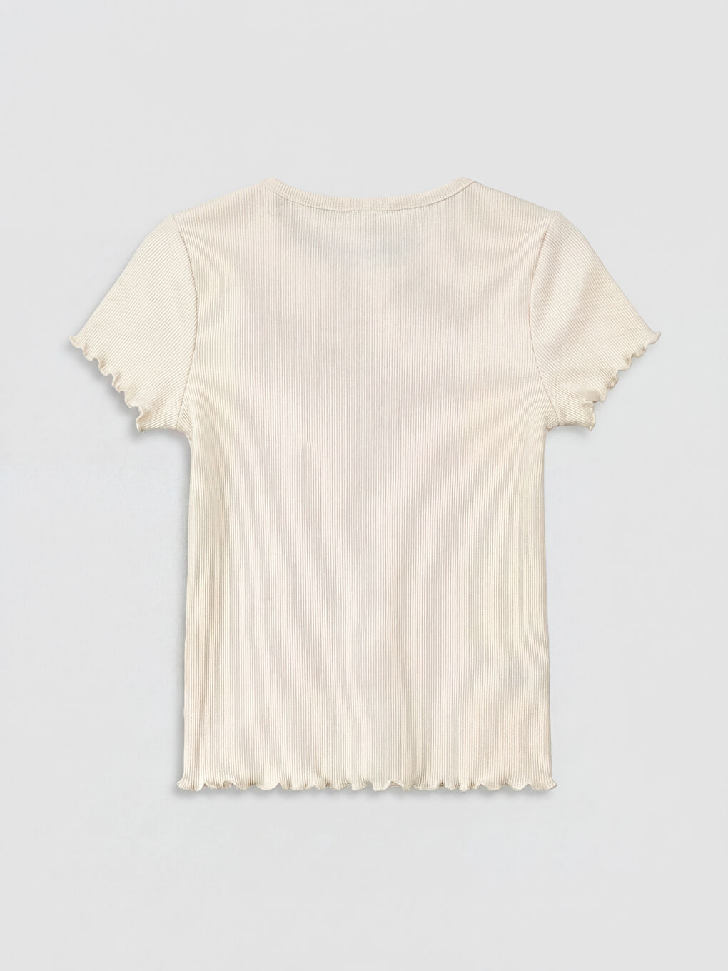 تي شيرت بناتي بياقة دائرية بكشكشة-1