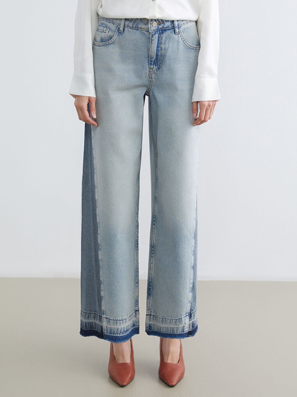 İndigo Wideleg Kadın Jean Pantolon-1