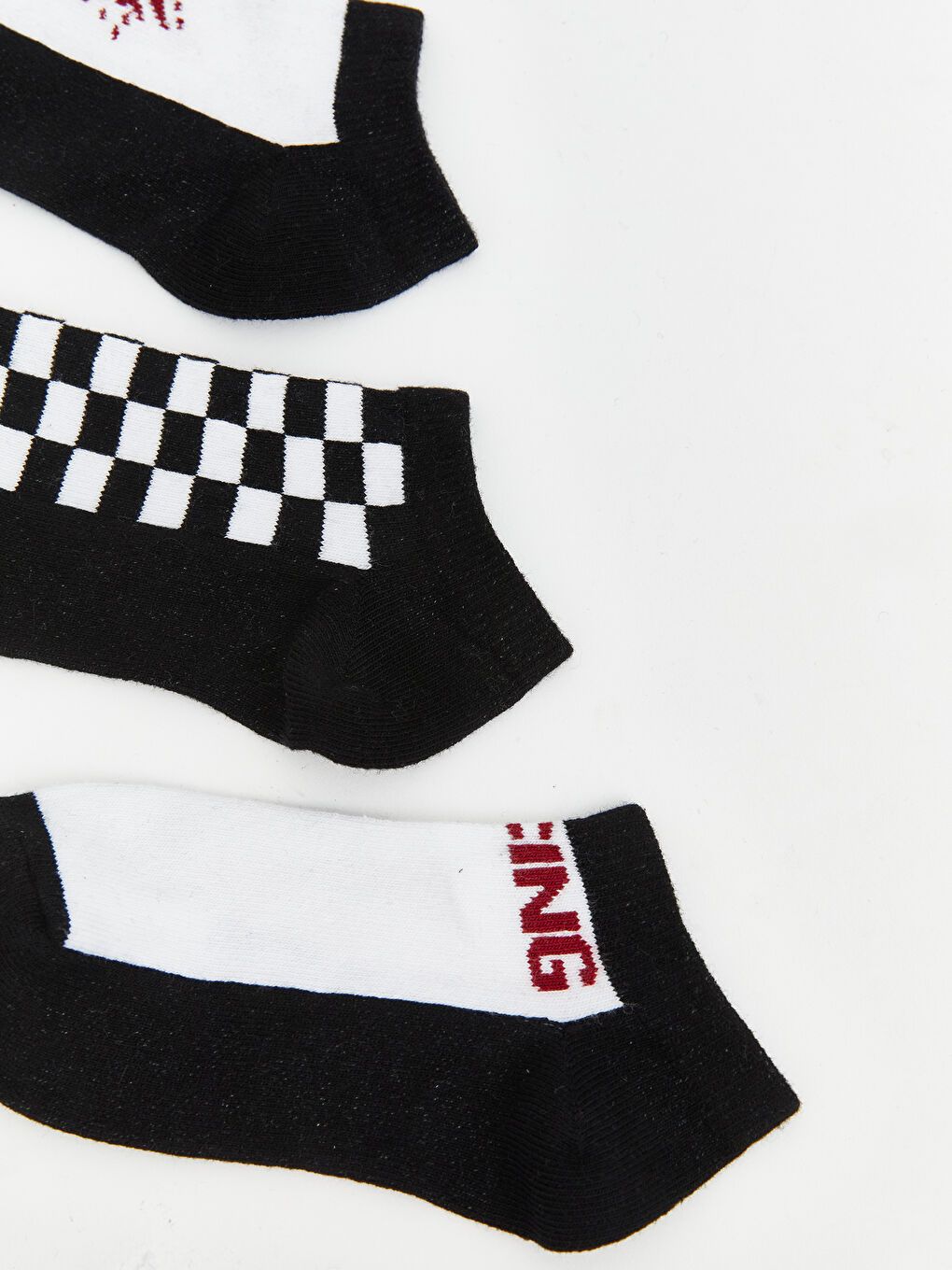 Beyaz Desenli Erkek Çocuk Patik Çorap 3'lü-2