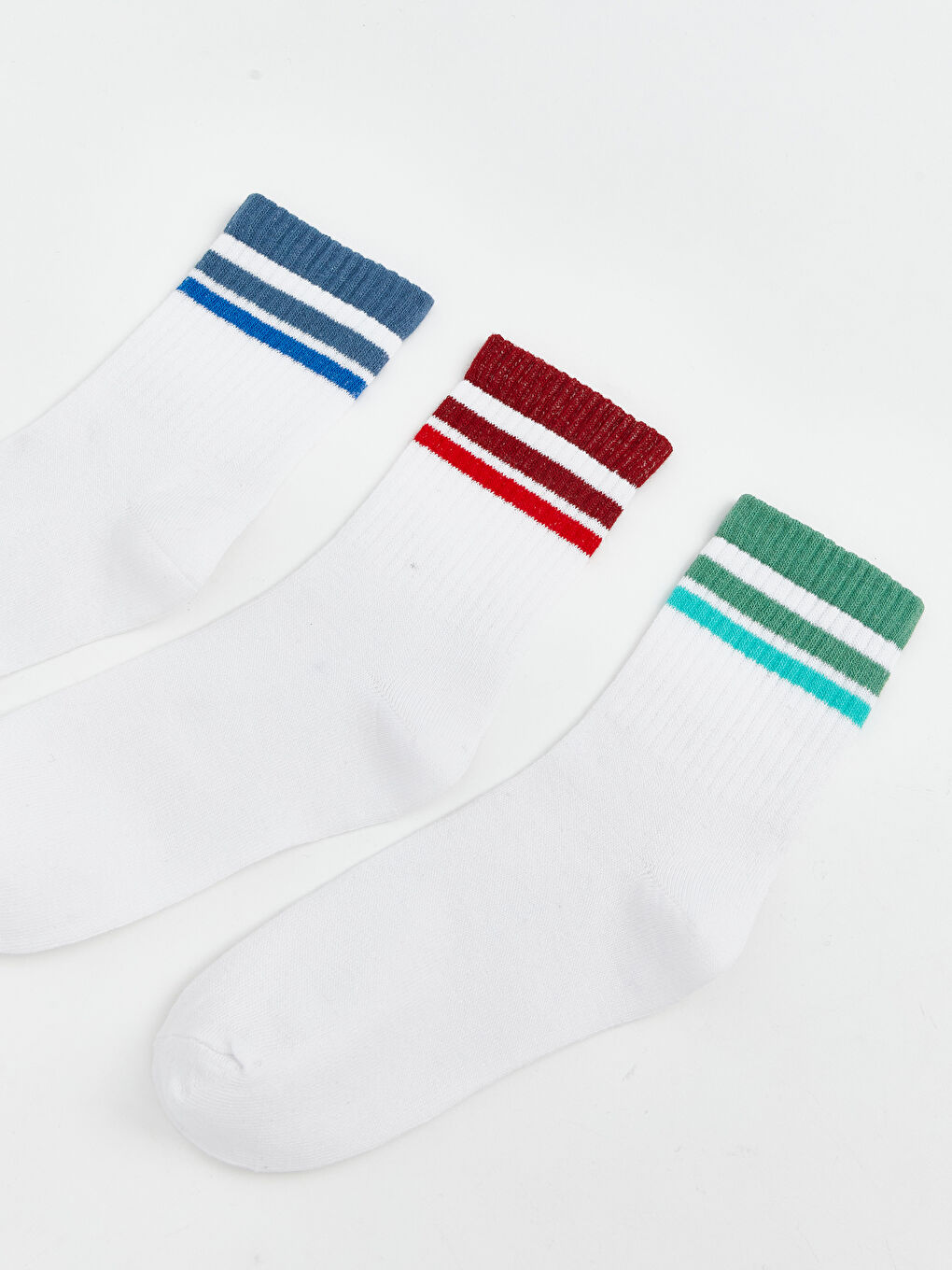 Beyaz Baskılı Erkek Çocuk Soket Çorap 3'lü	-1