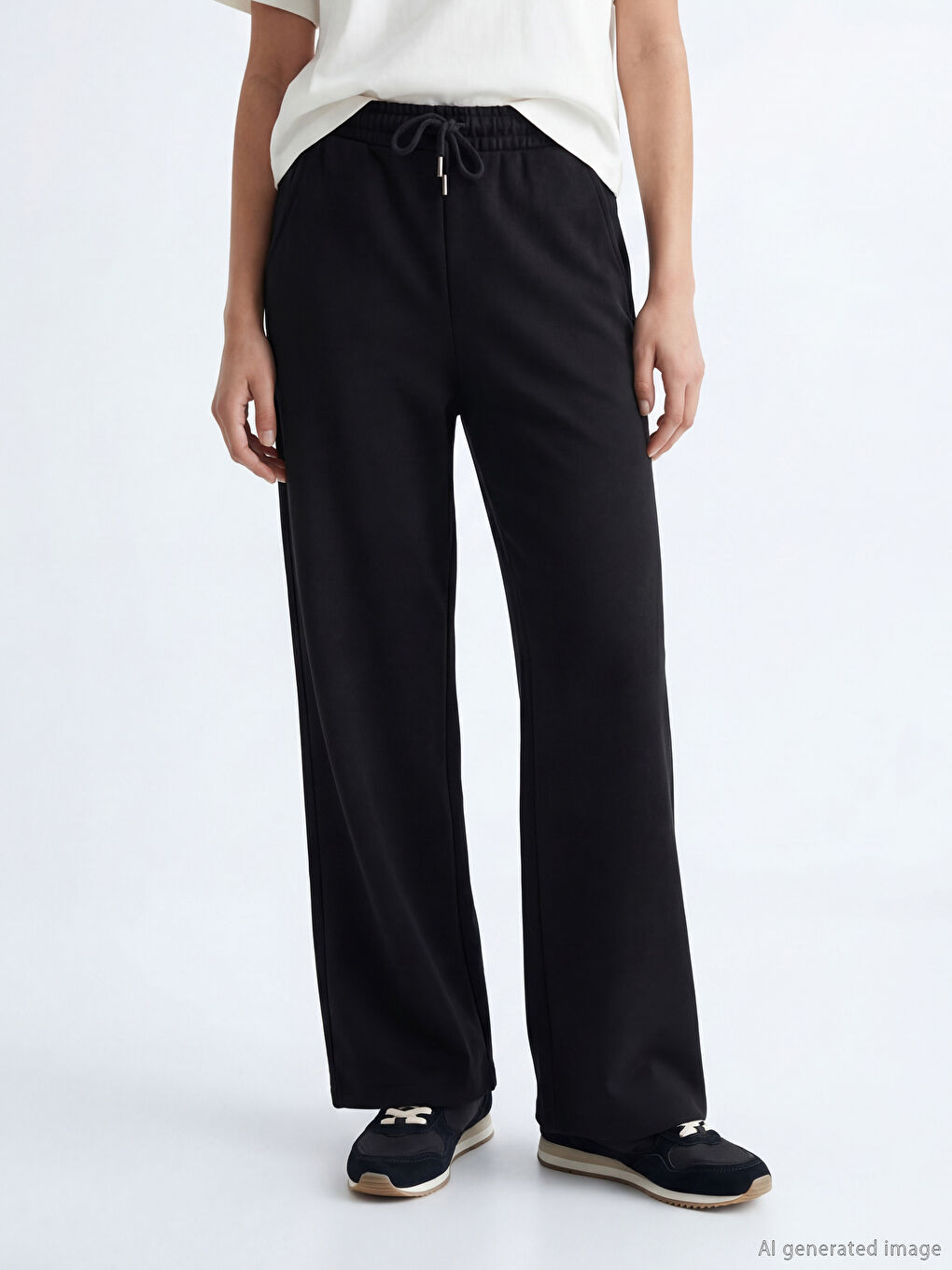 Дамски плътни спортни панталони с еластичен колан-1