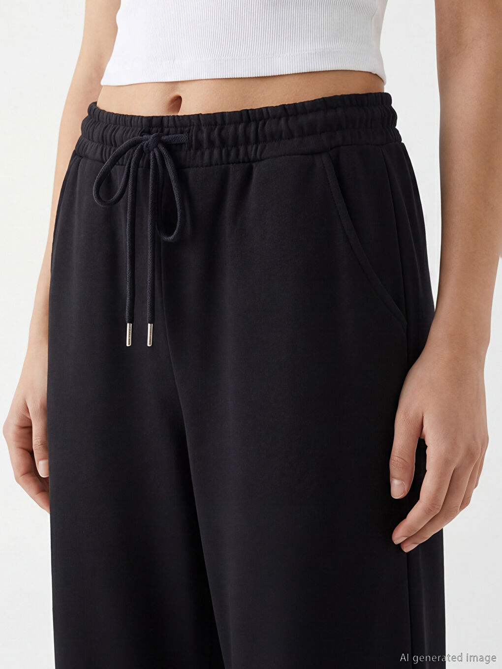 Дамски плътни спортни панталони с еластичен колан-2