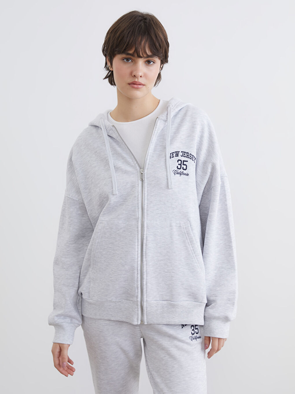 Woman GREY Zip-Up Sweatshirt