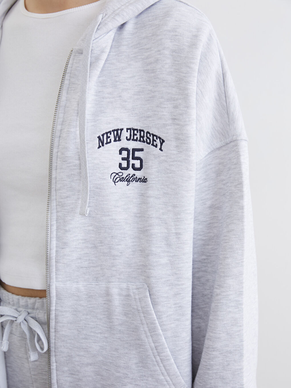 Woman GREY Zip-Up Sweatshirt-2