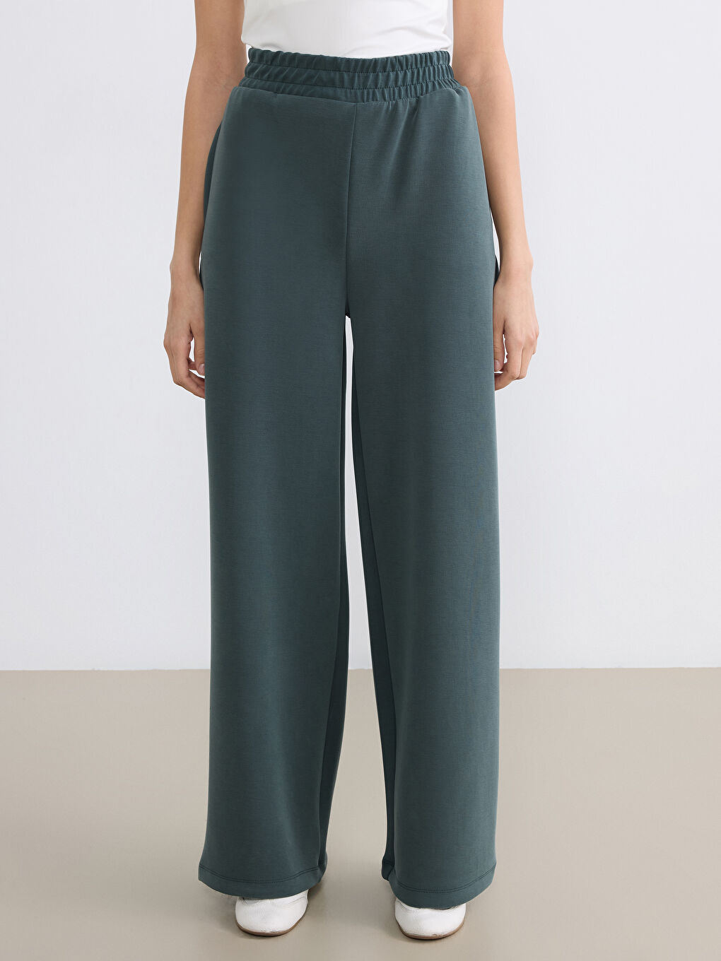 Yeşil Beli Lastikli Modal Karışımlı Kadın Eşofman Altı-1