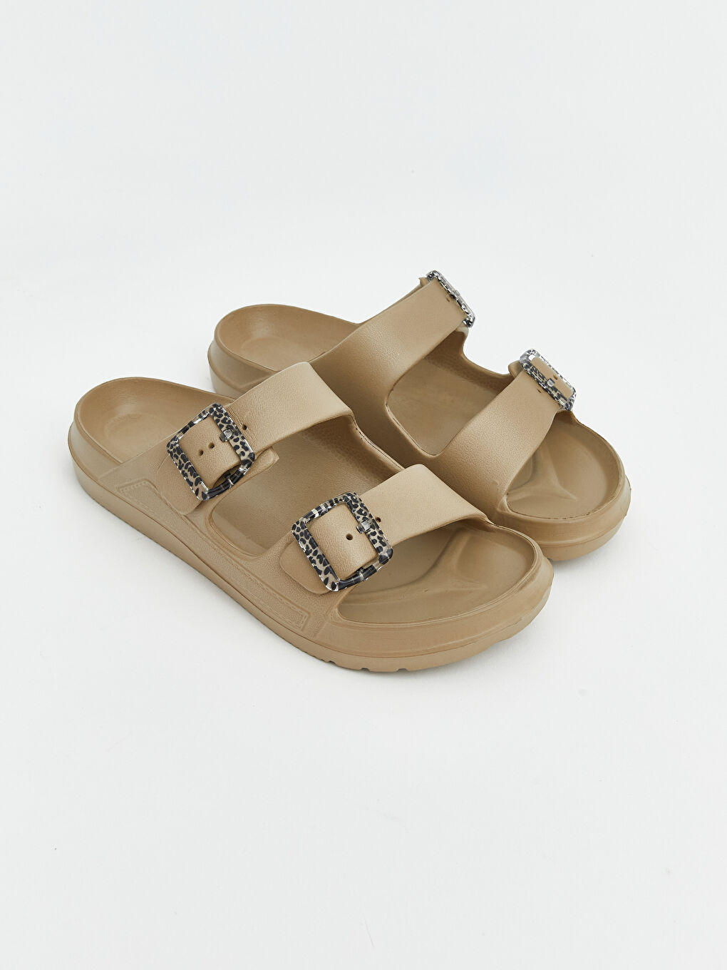 Bej Çift Bantlı Kadın Terlik