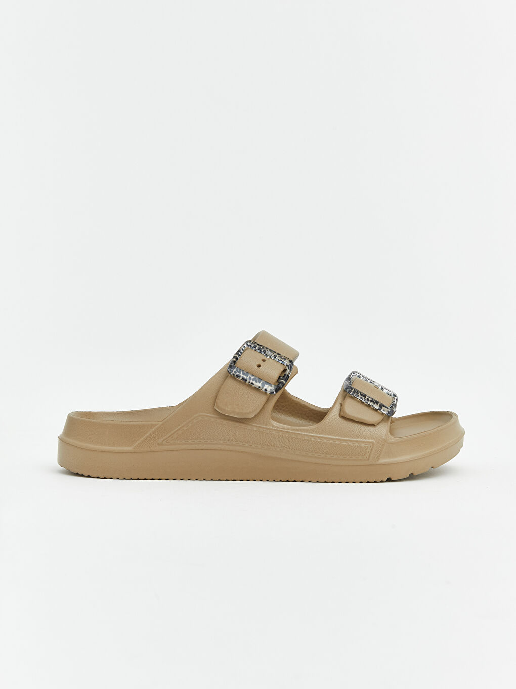 Bej Çift Bantlı Kadın Terlik-1