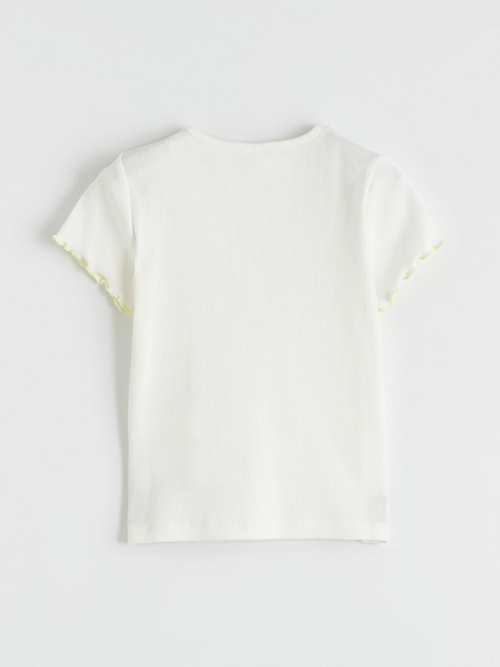 Crew Neck T-shirt for Girls with Heart Embroidery-1