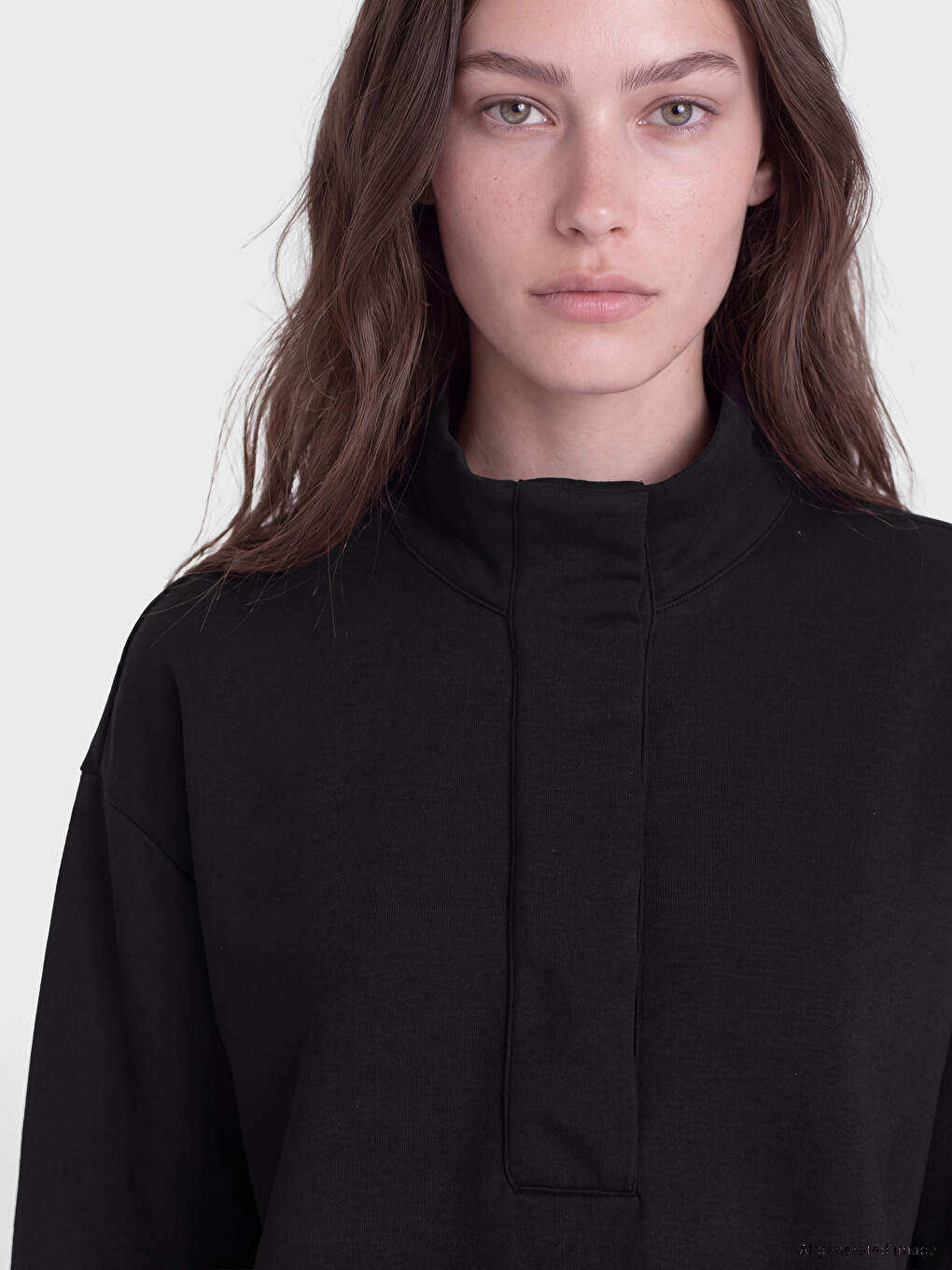 Siyah Soft Touch Oversize Kadın Sweatshirt Tunik-2