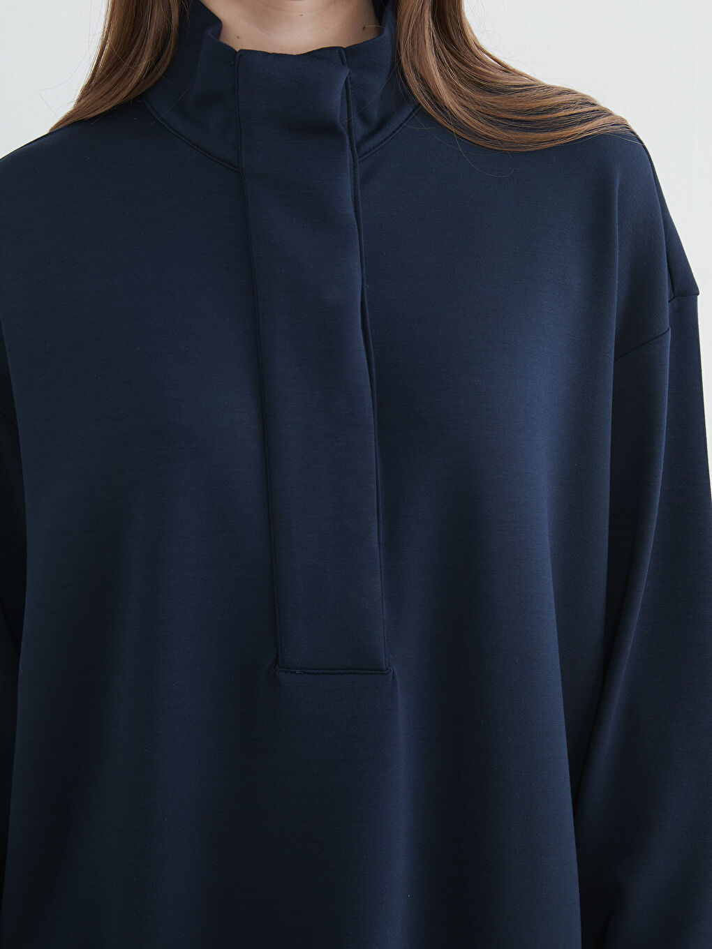 Lacivert Soft Touch Oversize Kadın Sweatshirt Tunik-2