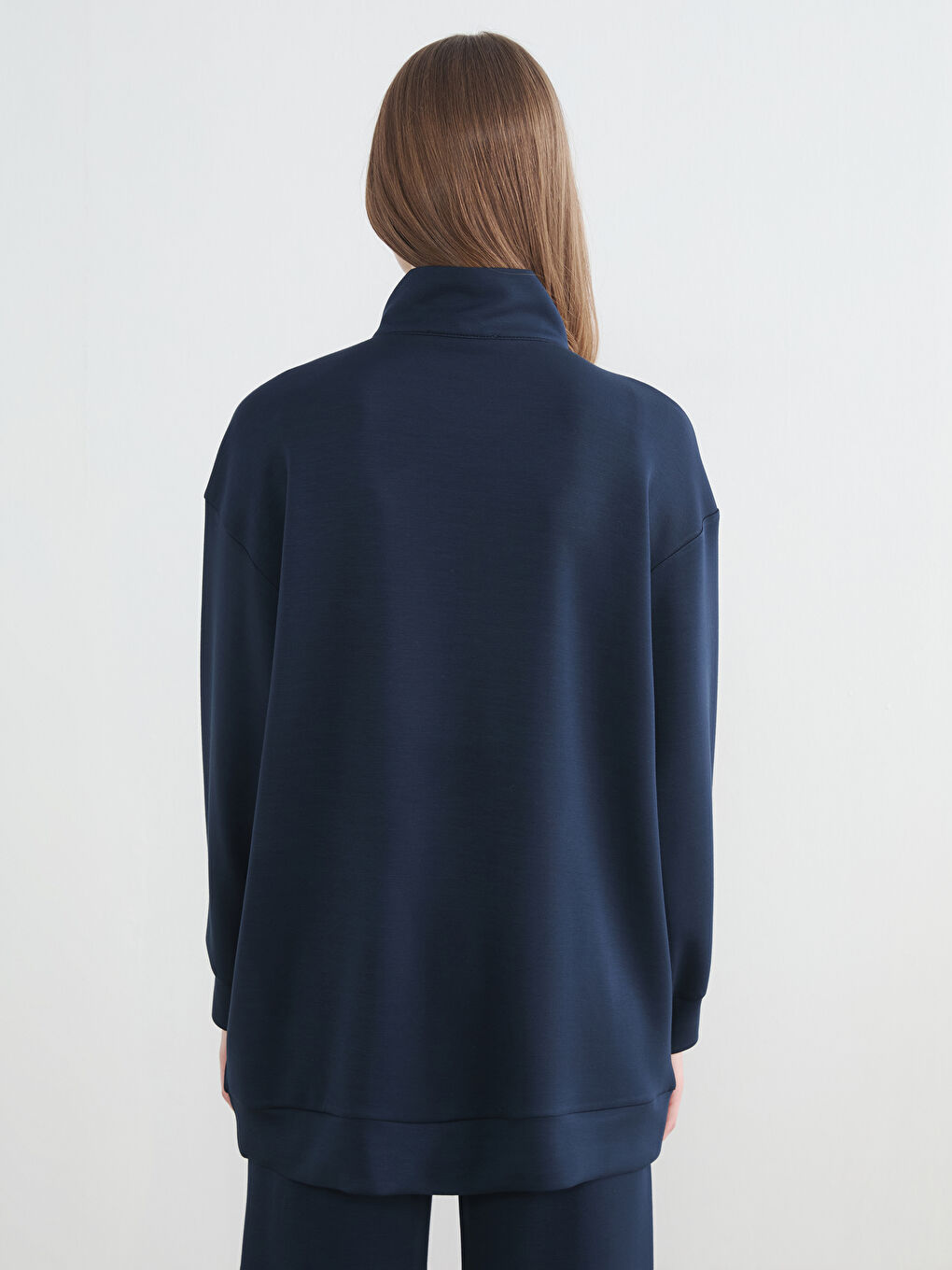 Lacivert Soft Touch Oversize Kadın Sweatshirt Tunik-3