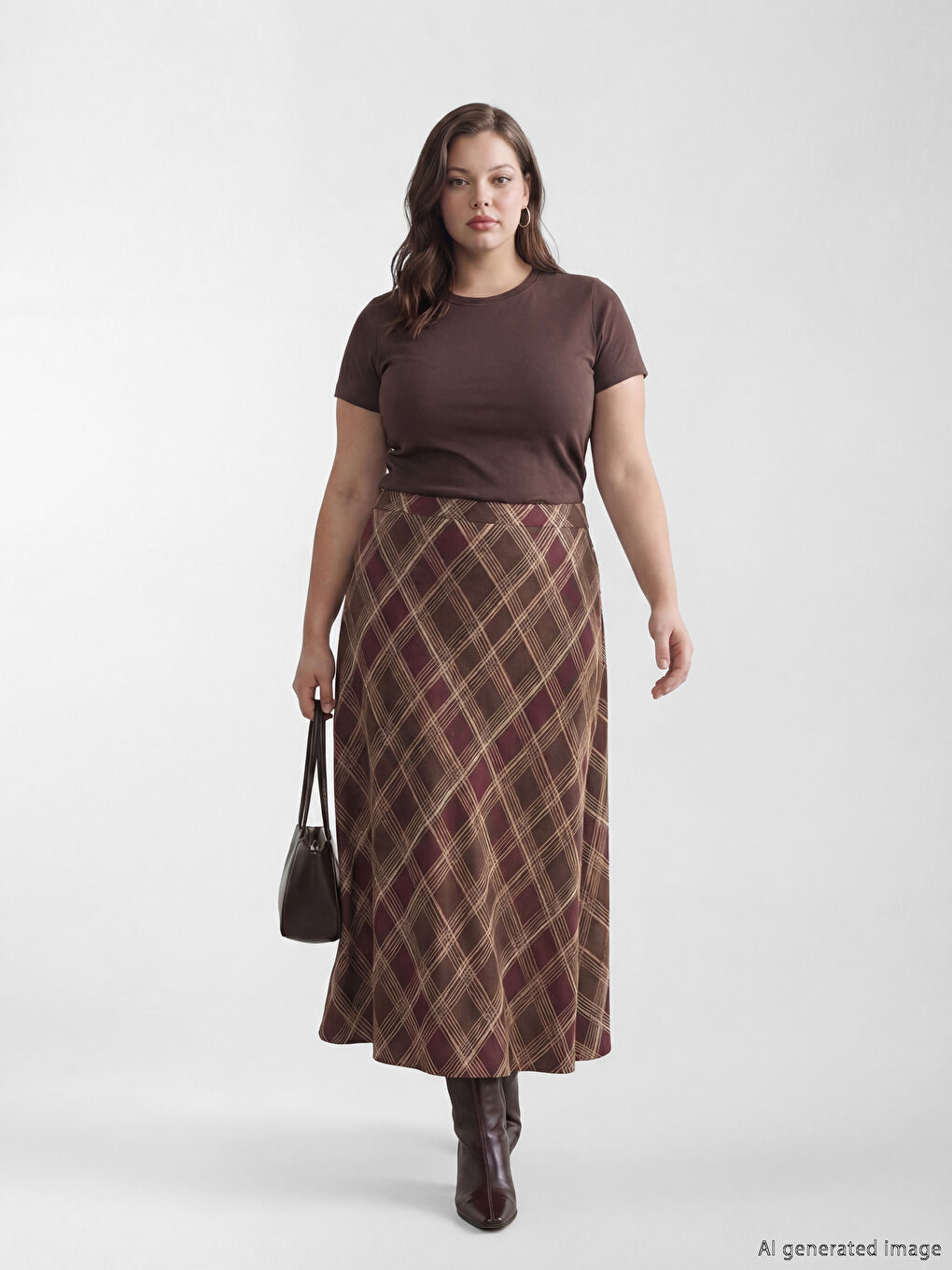 A-ხაზი ქვედაბოლო ბრილიანტის ნიმუშით და ელასტიური წელით-1