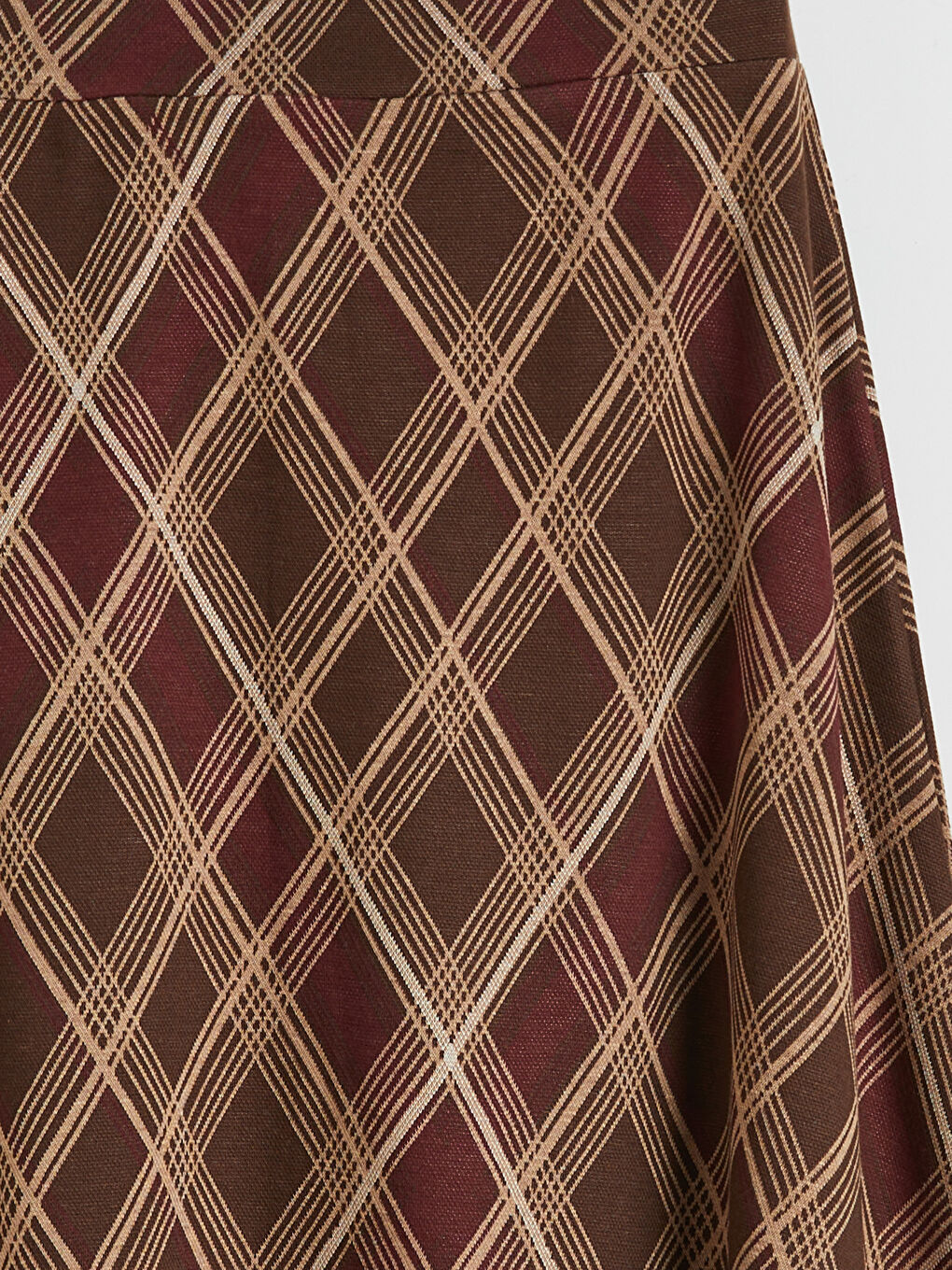 Kahverengi Beli Lastikli Baklava Desenli A Kesim Etek-5