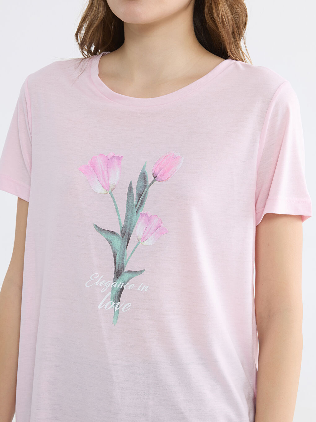 Crew Neck Floral Print Women's T-Shirt-4