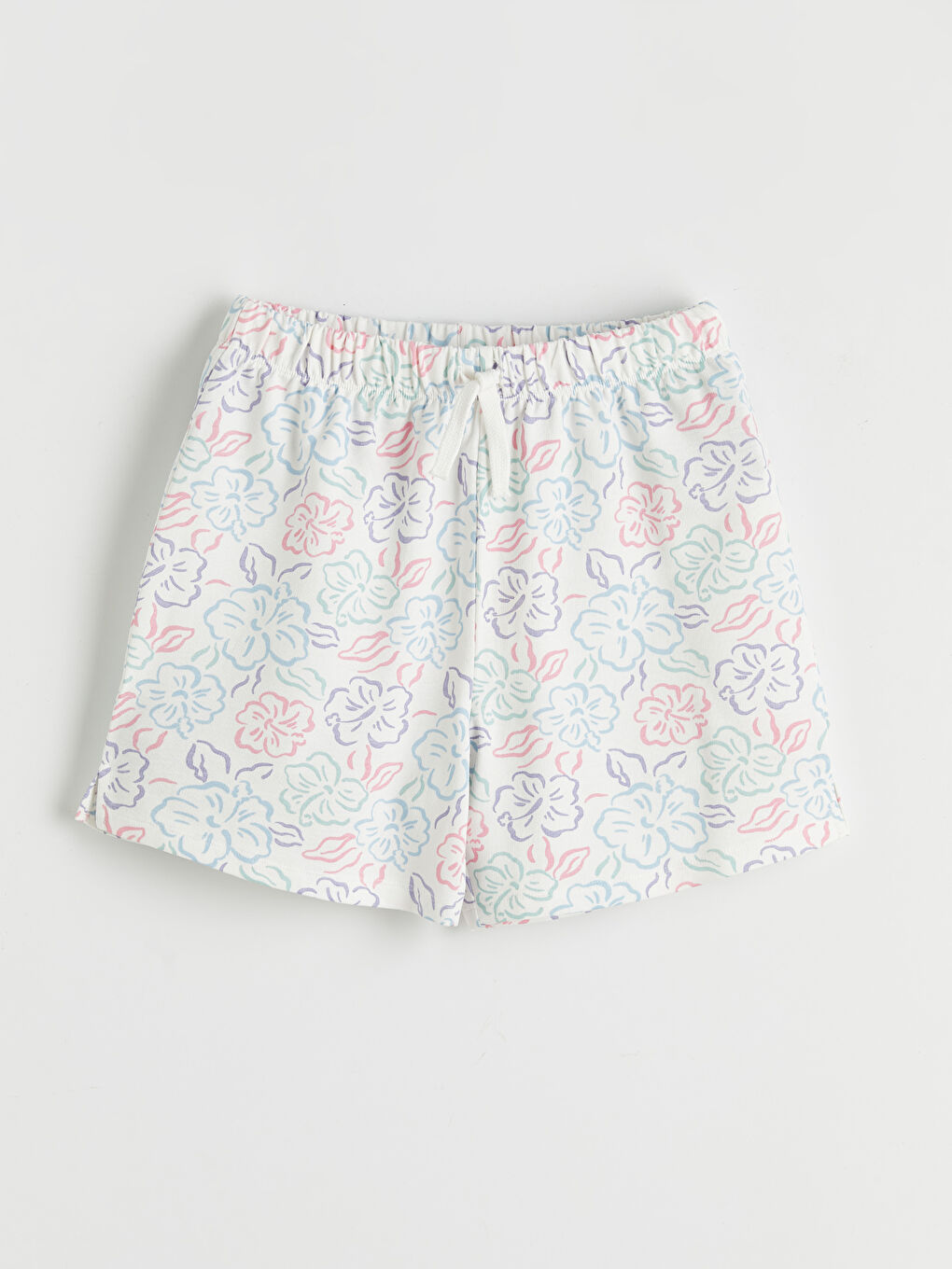 Karışık Çiçek Desenli Kız Çocuk Şort