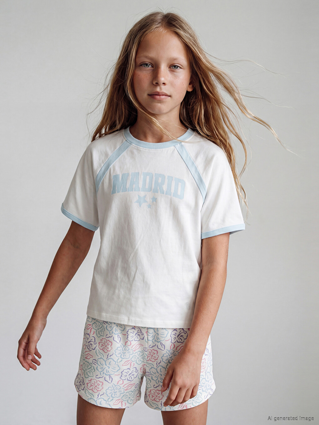 Floral Patterned Girls' Shorts