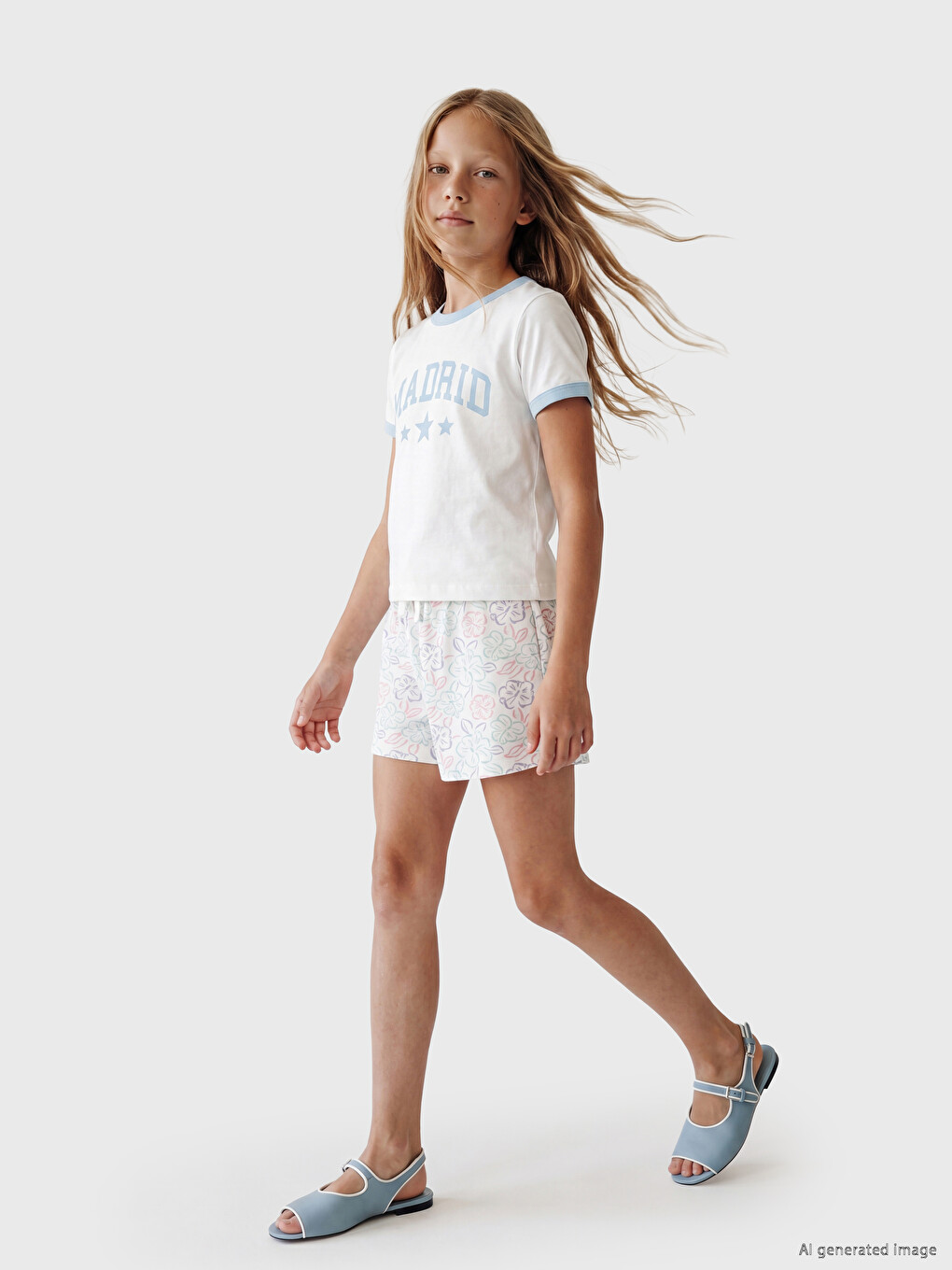 Floral Patterned Girls' Shorts-1