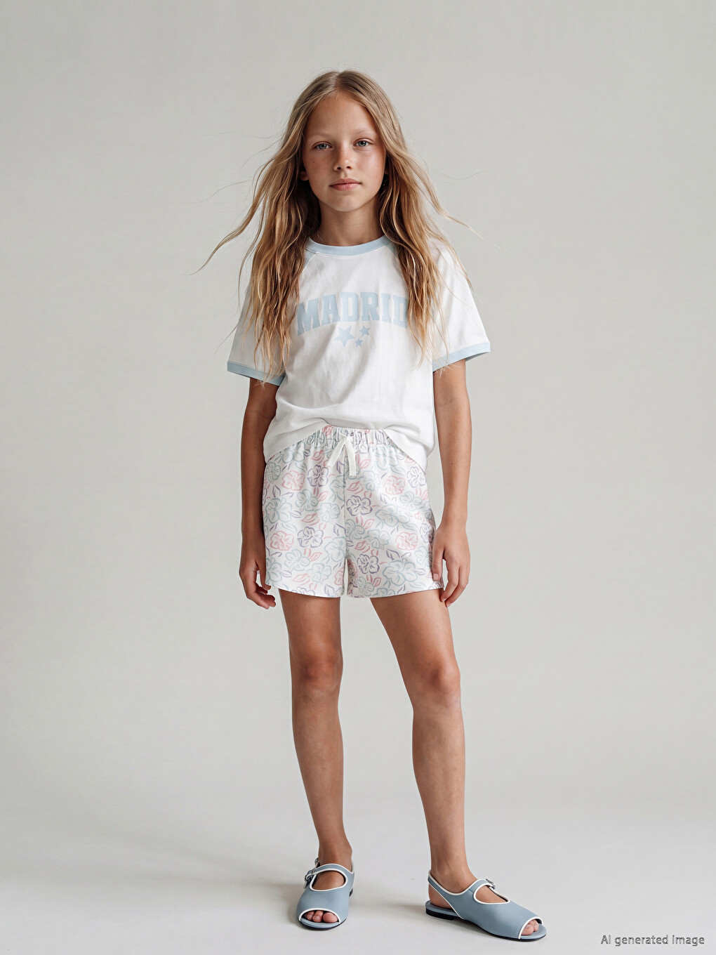 Floral Patterned Girls' Shorts-3
