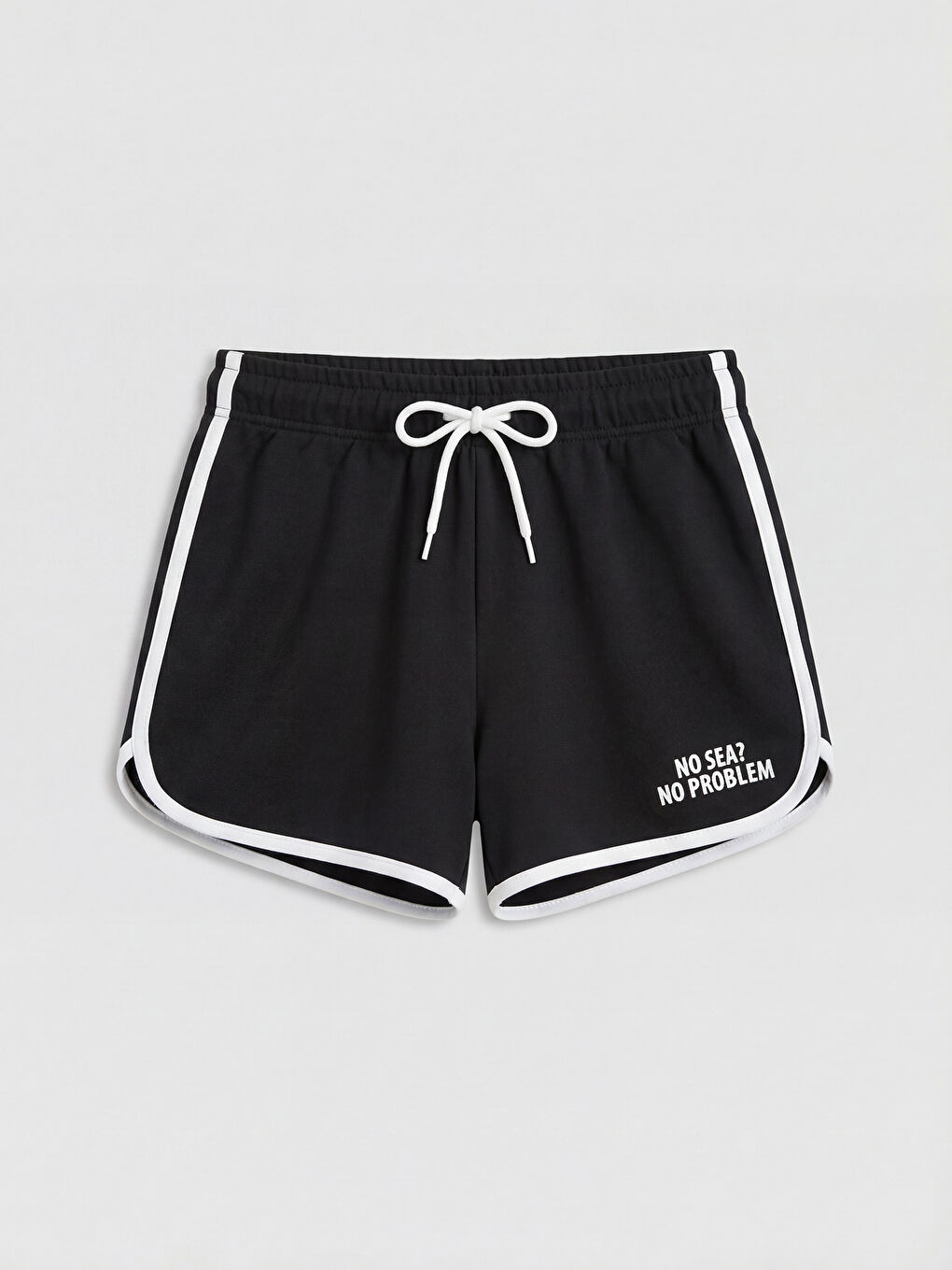 Siyah Slogan Baskılı Kız Çocuk Şort