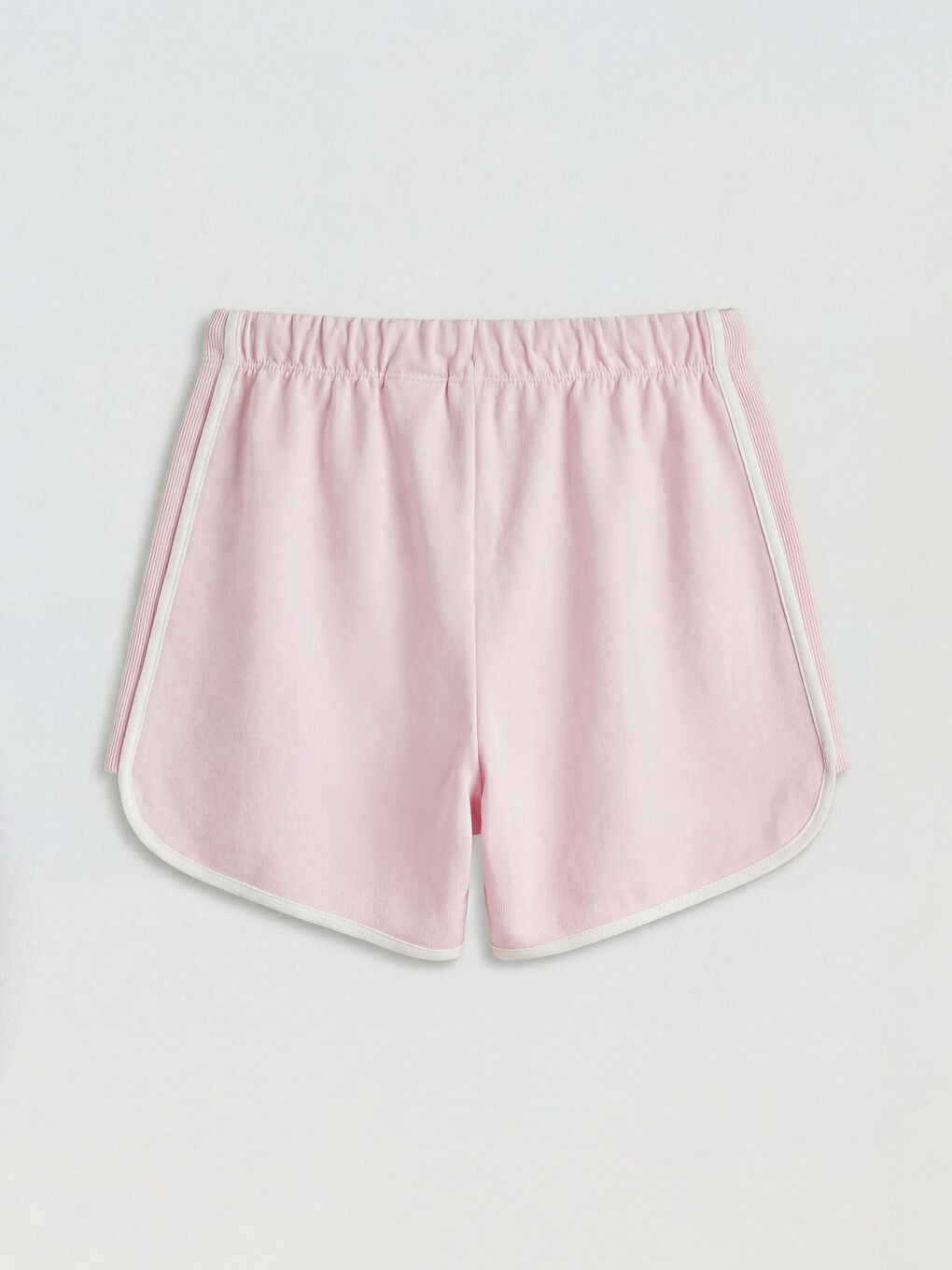 Pembe Yan Şeritli Baskılı Kız Çocuk Şort-1