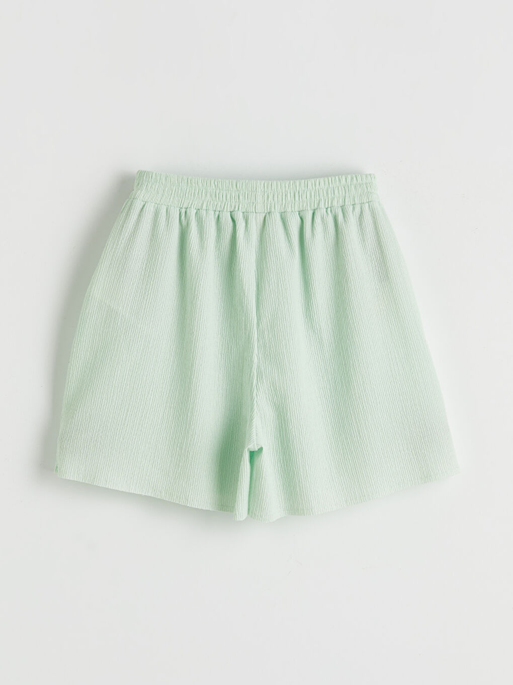 Yeşil Beli Lastikli Kız Çocuk Dokulu Şort-1