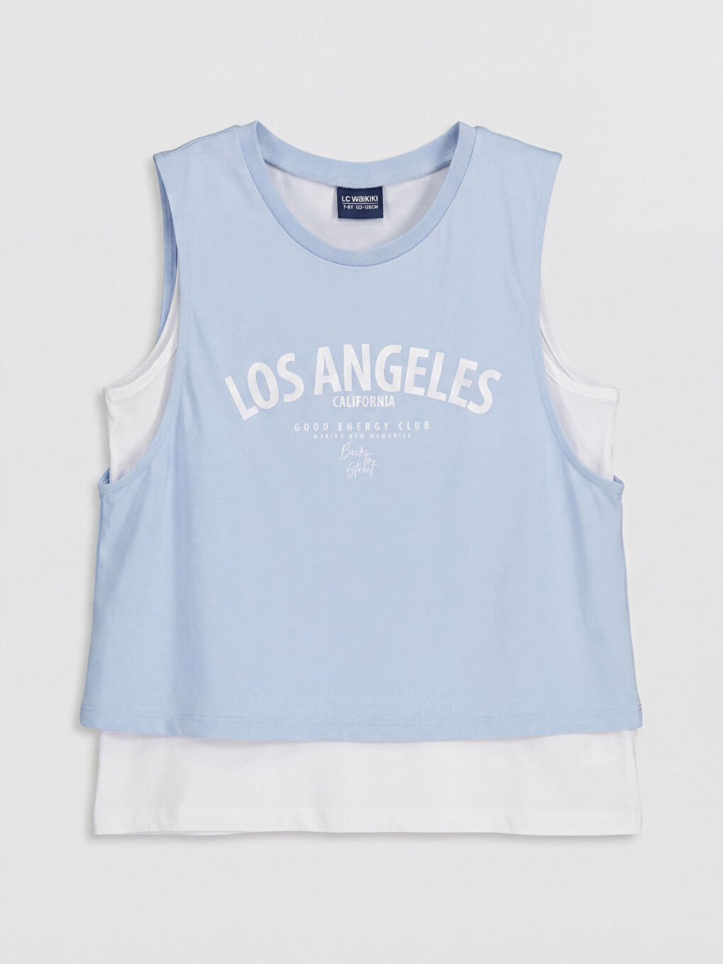 Mavi Bisiklet Yaka Los Angeles Baskılı Kız Çocuk Atlet