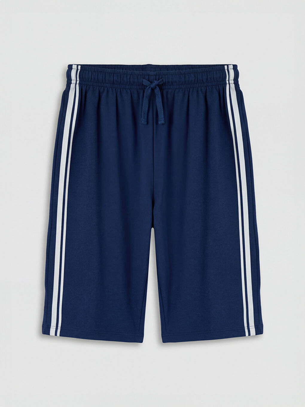 Lacivert Beli Lastikli Şerit Detaylı Kız Çocuk Şort