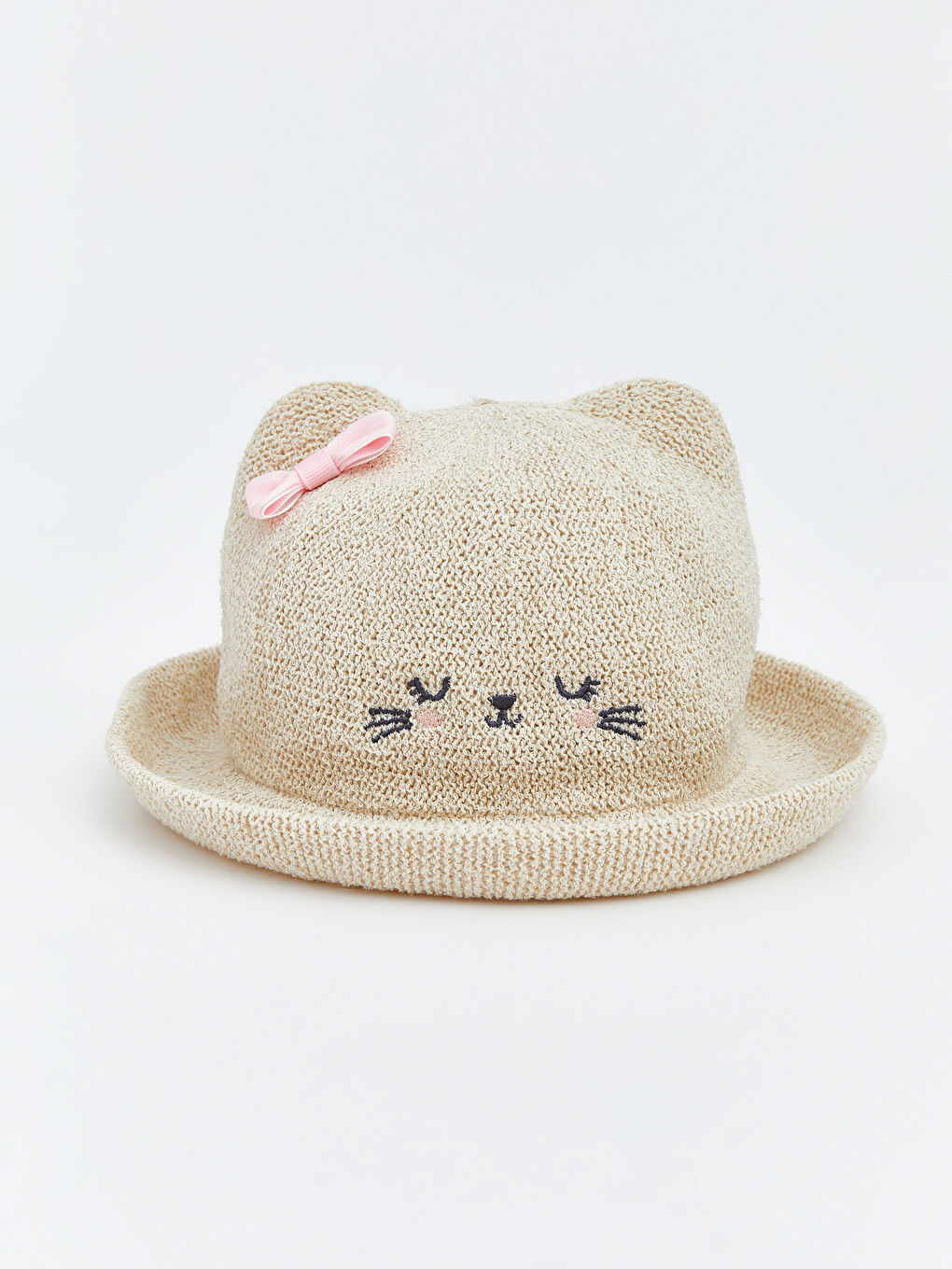 Bej Hayvan Figürlü Kız Bebek Fötr Şapka