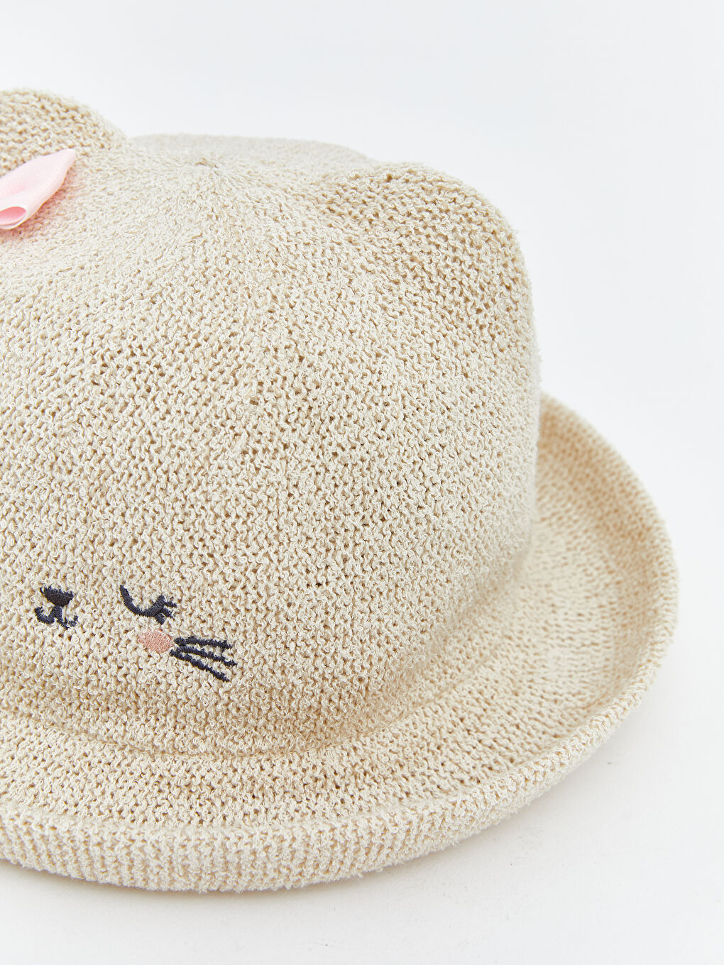 Bej Hayvan Figürlü Kız Bebek Fötr Şapka-2