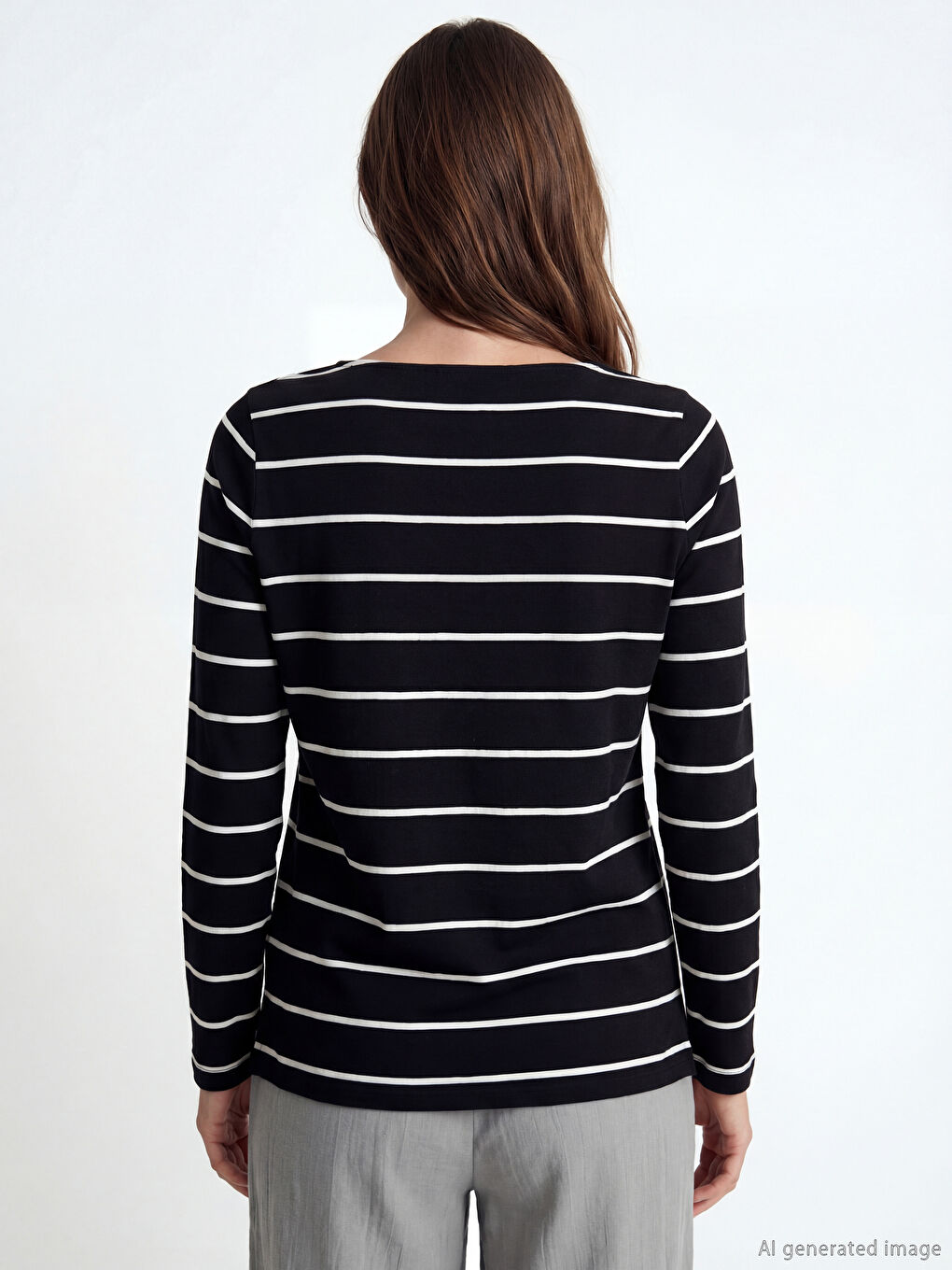 Slash Neck Striped Women's T-Shirt-3