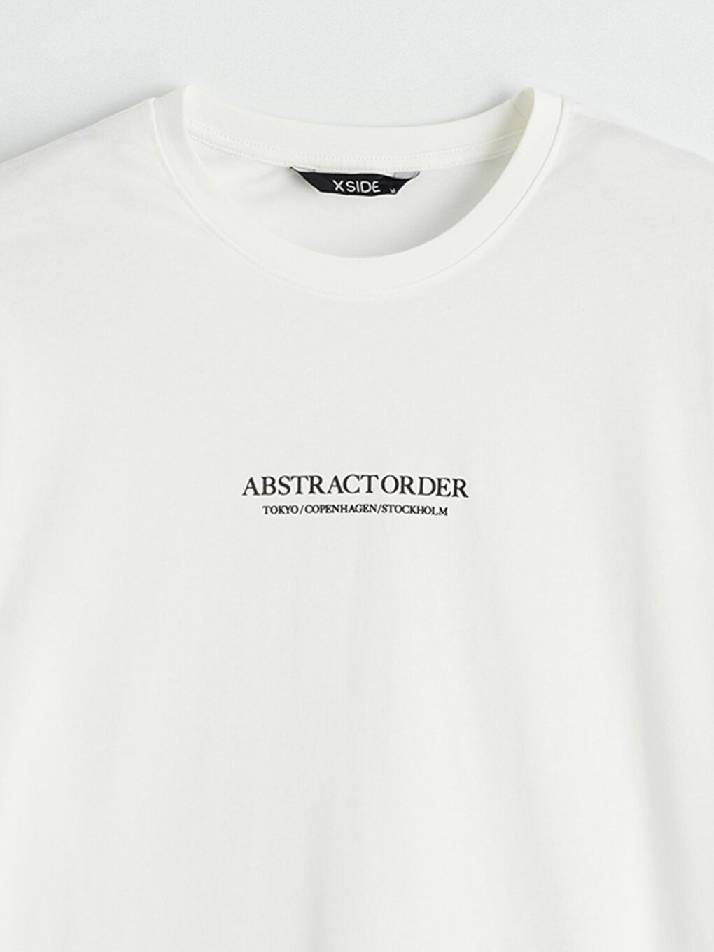 Ekru Bisiklet Yaka Baskılı Penye Erkek Tişört-5