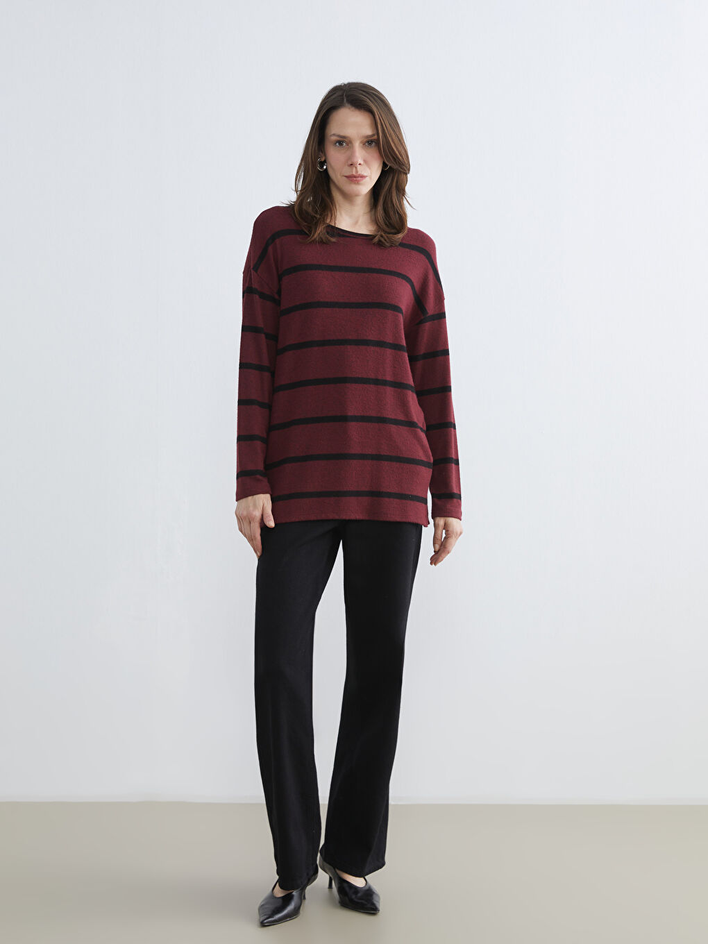 Crew Neck Striped Women's T-Shirt-1