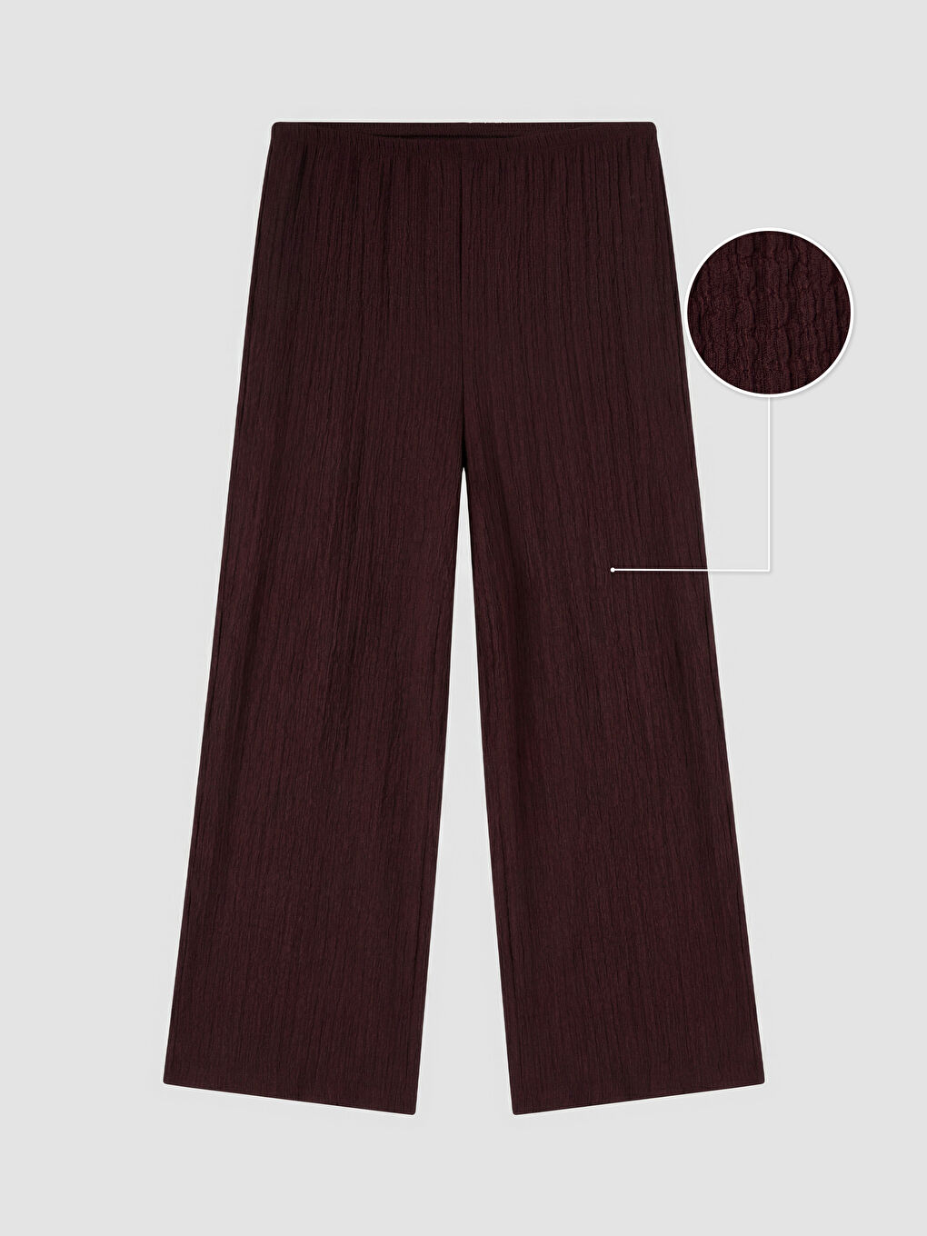 Bordo Beli Lastikli Dokulu Kadın Pantolon