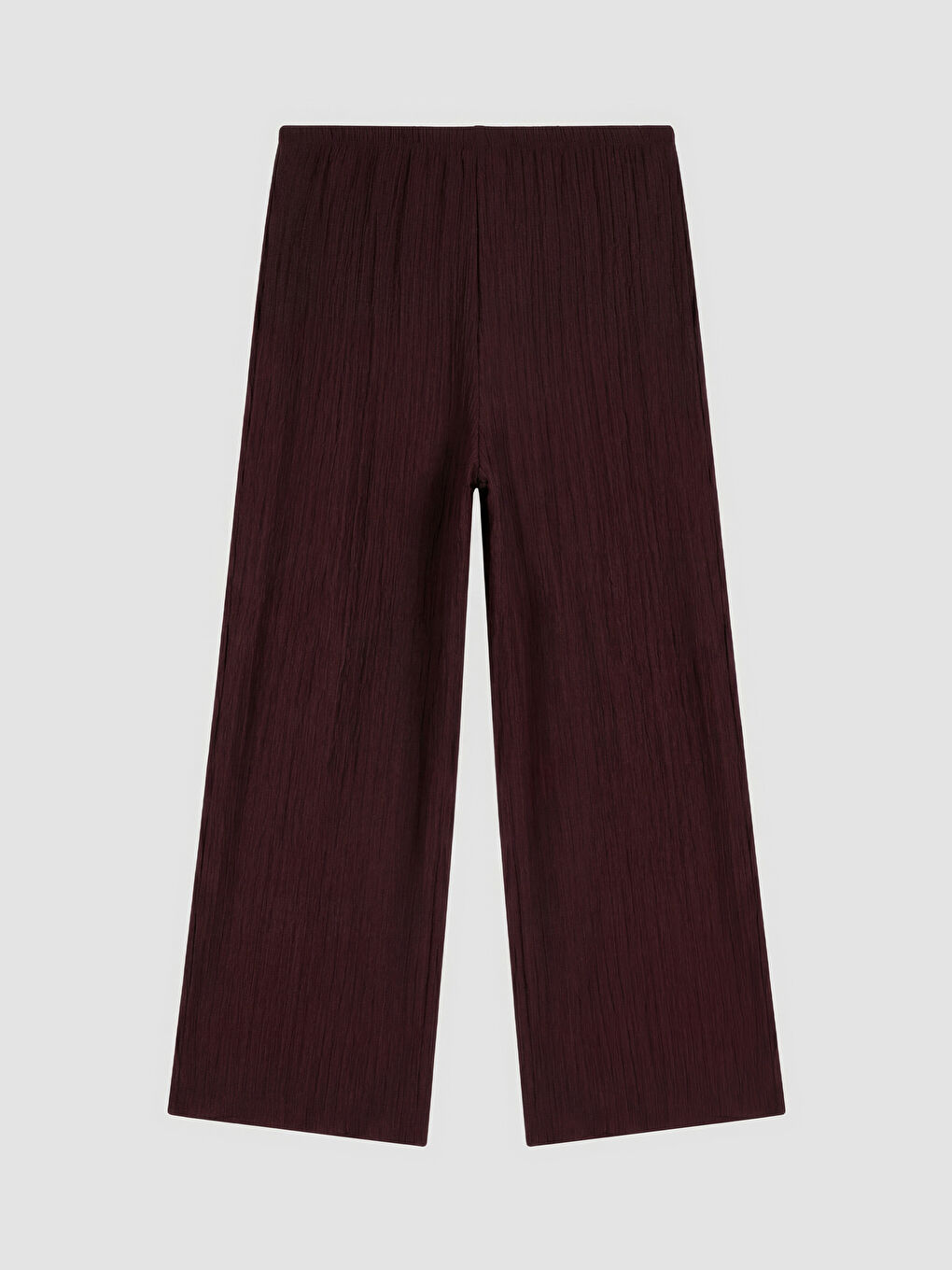 Bordo Beli Lastikli Dokulu Kadın Pantolon-1