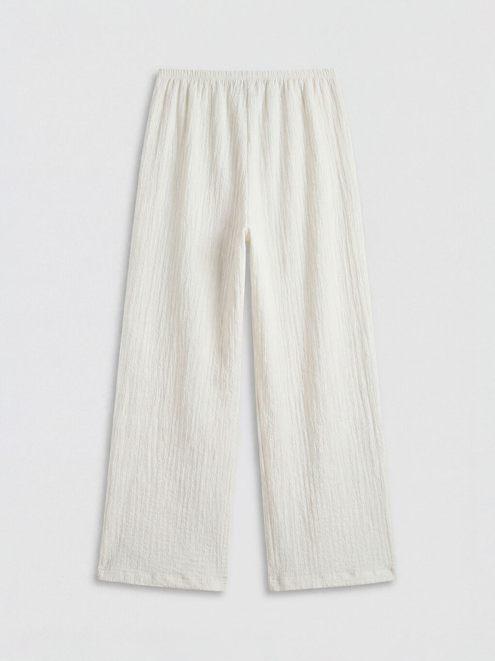 Bej Beli Lastikli Dokulu Kadın Pantolon-5