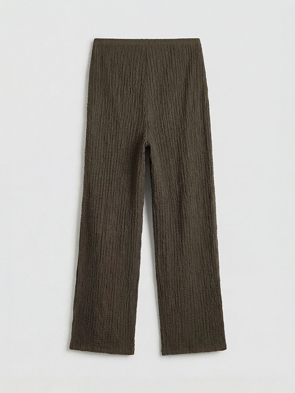 Haki Beli Lastikli Dokulu Kadın Pantolon-1