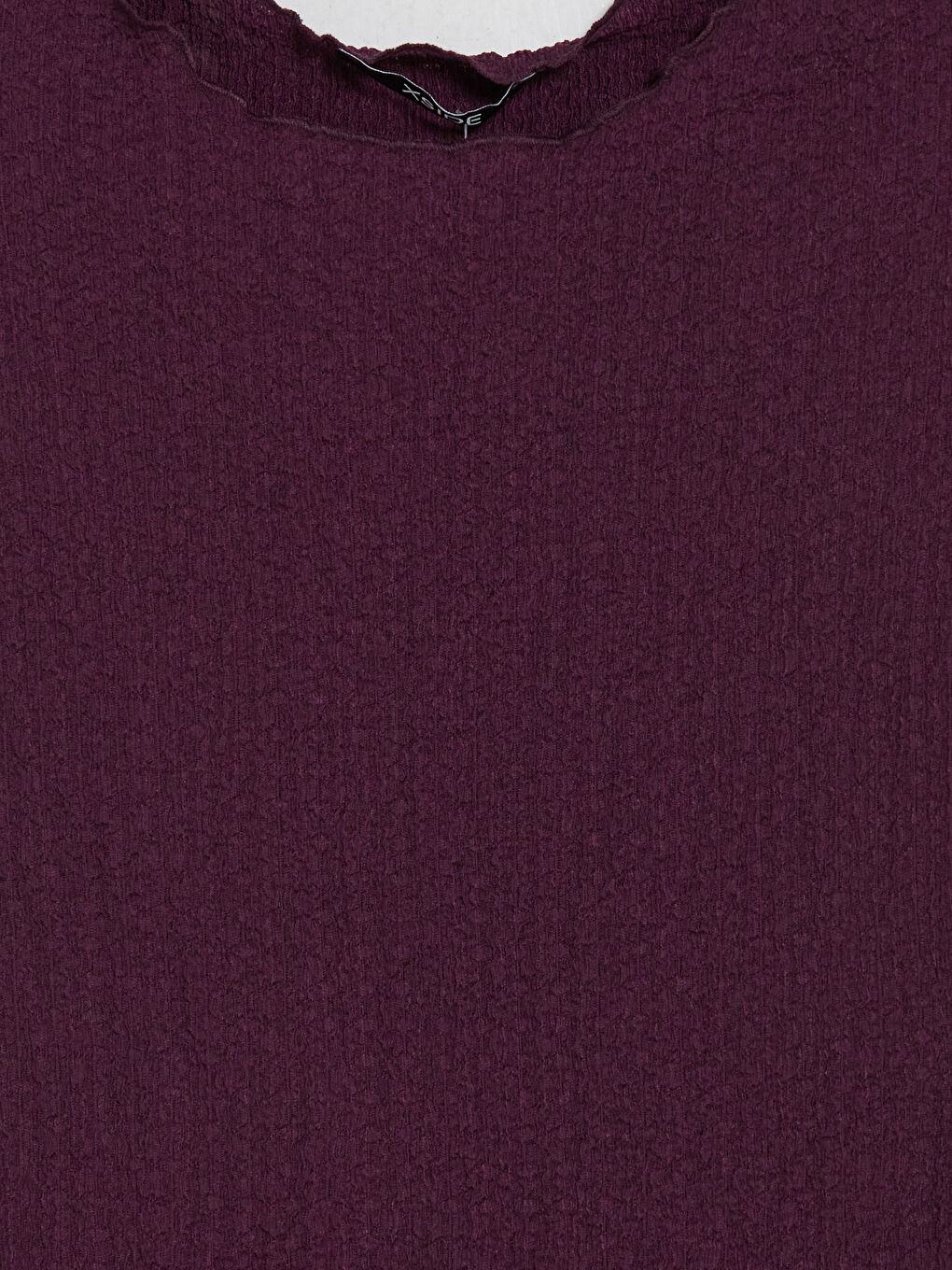 Bordo Bisiklet Yaka Fırfırlı Dokulu Bluz-2