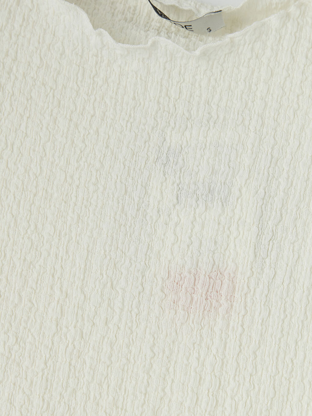 Bej Bisiklet Yaka Fırfırlı Dokulu Bluz-2