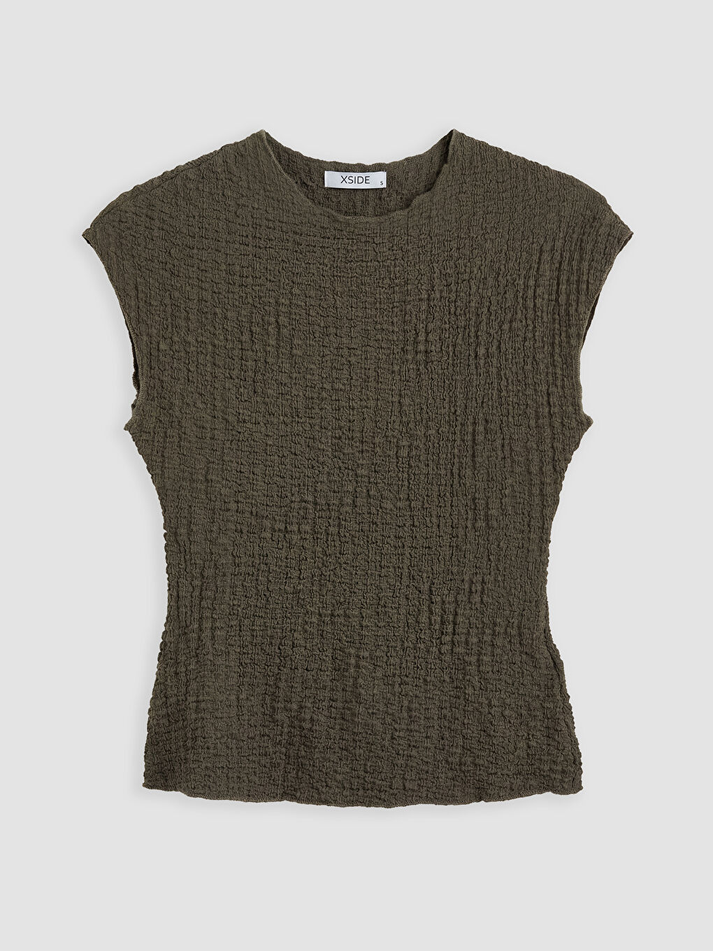 Crew Neck Ruffled Textured Blouse-4