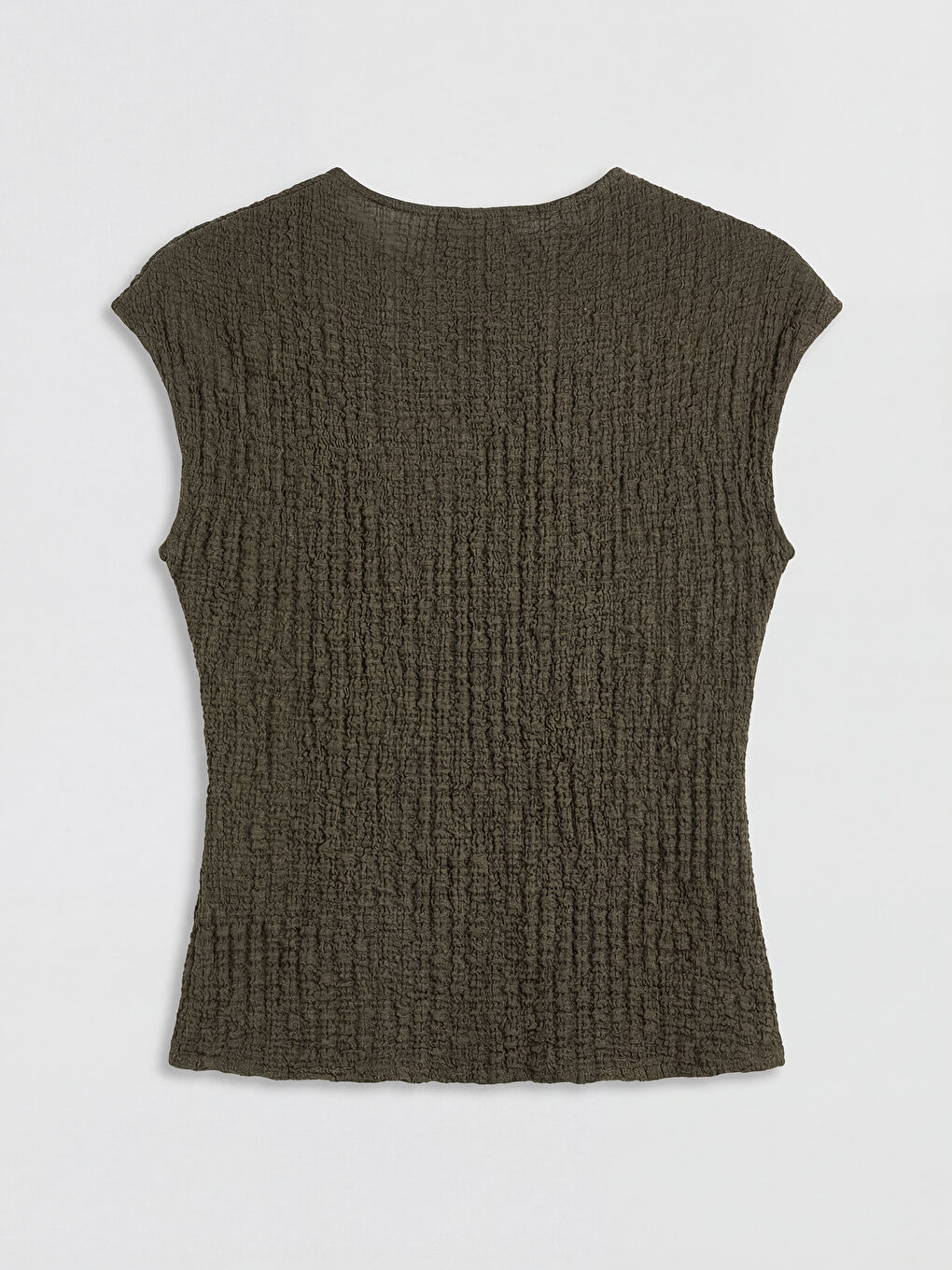 Crew Neck Ruffled Textured Blouse-5