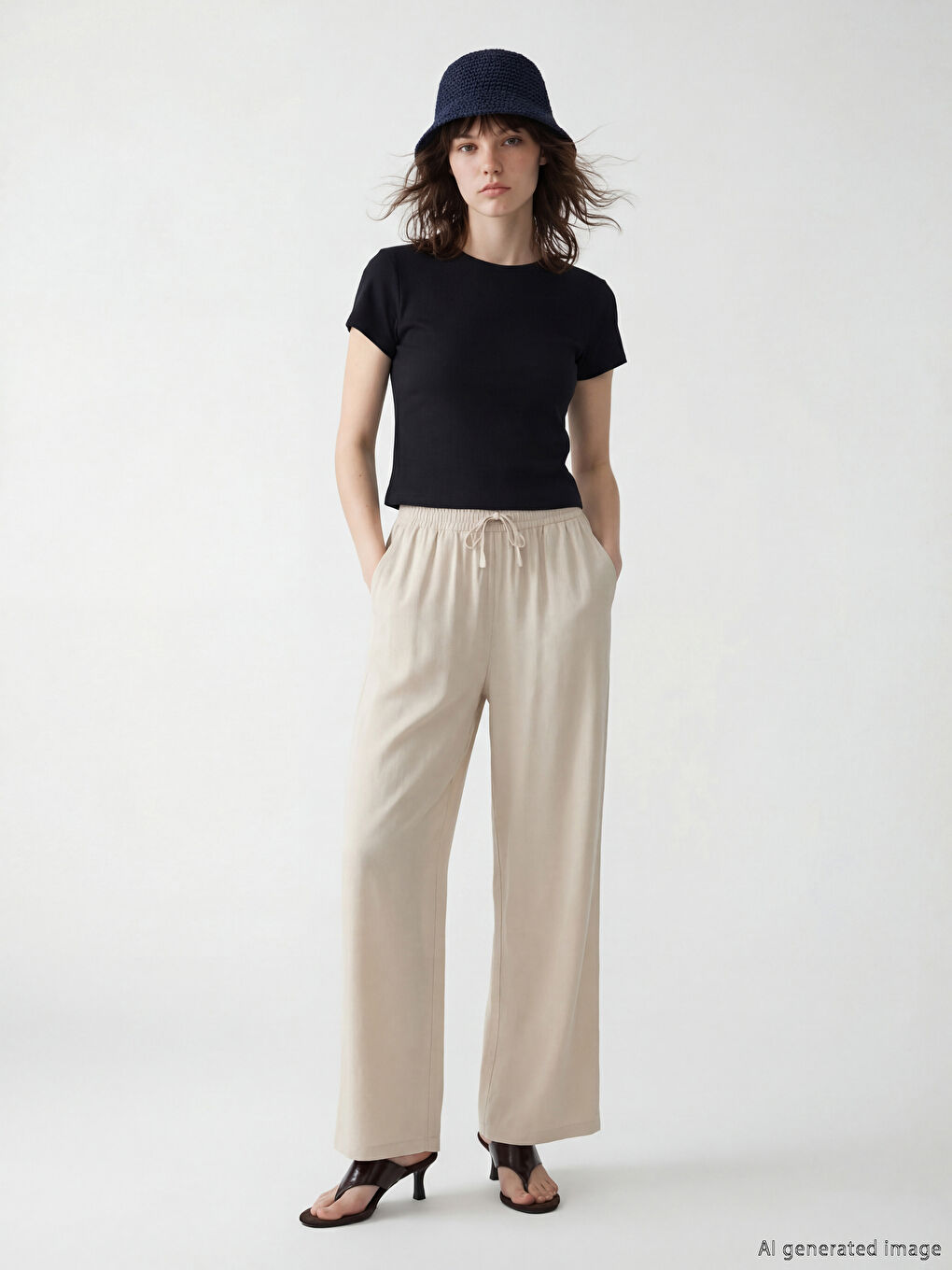 Siyah Bisiklet Yaka Fırfırlı Dokulu Bluz-1