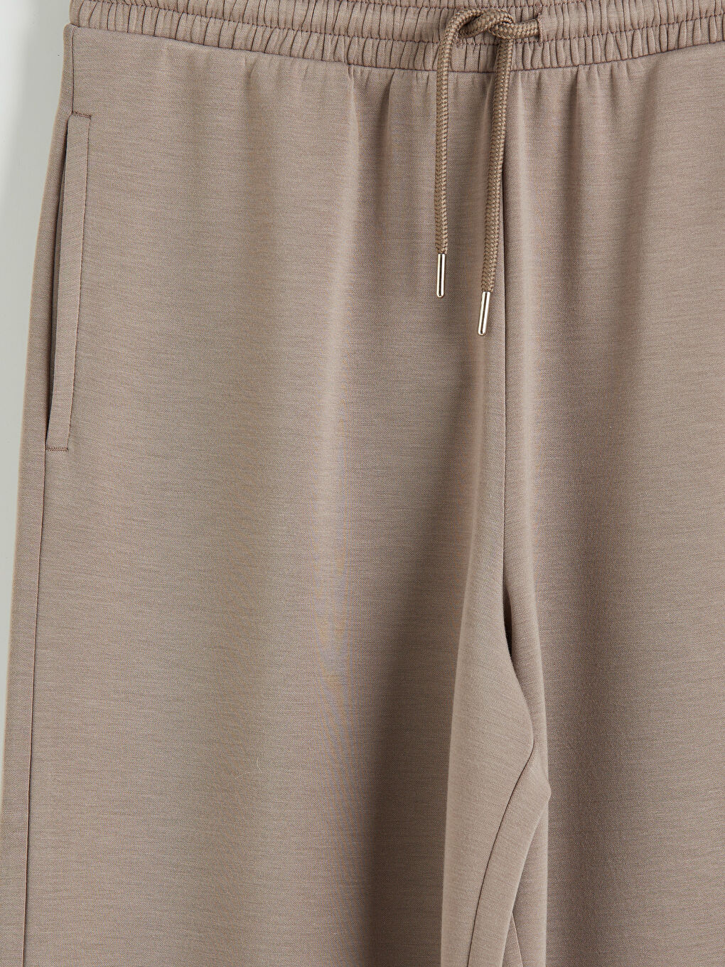 Kahverengi Beli Lastikli Soft Touch Kadın Eşofman Altı-2