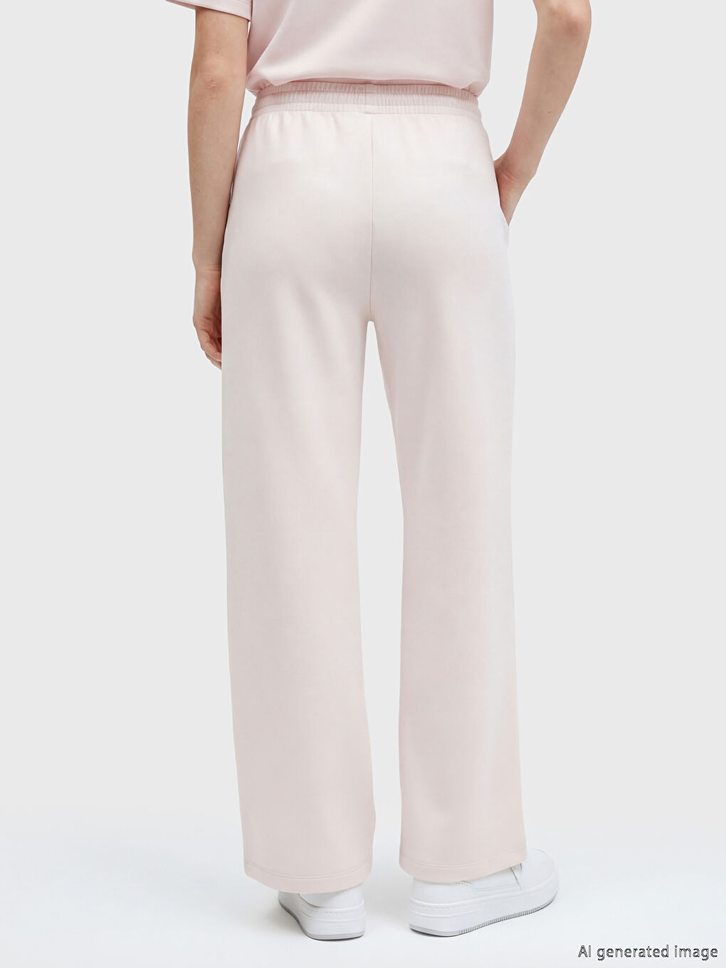 Pembe Beli Lastikli Soft Touch Kadın Eşofman Altı-3