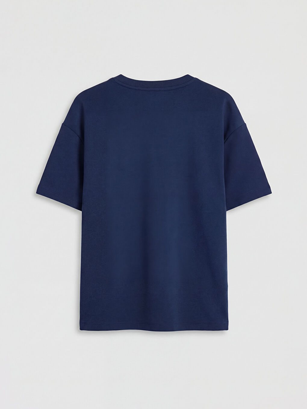 Lacivert Bisiklet Yaka Soft Touch Kadın Tişört	-1