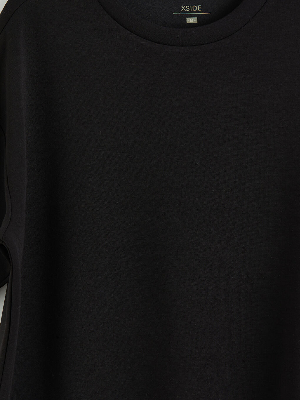 Siyah Bisiklet Yaka Soft Touch Kadın Tişört	-2