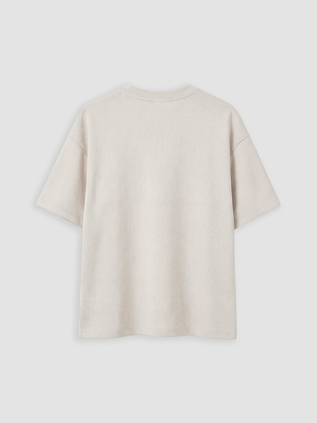 Bej Bisiklet Yaka Soft Touch Kadın Tişört	-1