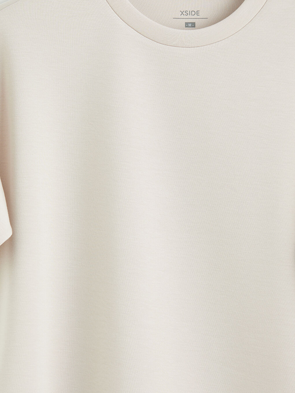 Bej Bisiklet Yaka Soft Touch Kadın Tişört	-2